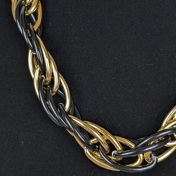 (2/$20) Vintage Gold & Black Triple Chain Necklace - Picture 3 of 5
